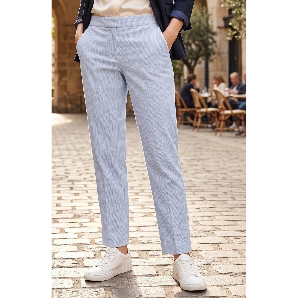 J. Crew Collection Kate Pants Women's‎ 6 Blue Seersucker Corduroy Slim Straight